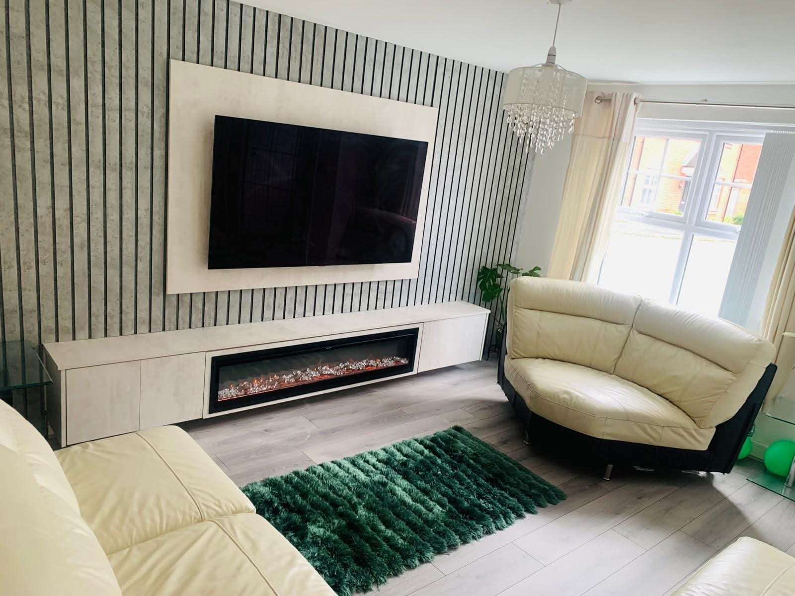 Full room slatted media wall transformation Manchester
